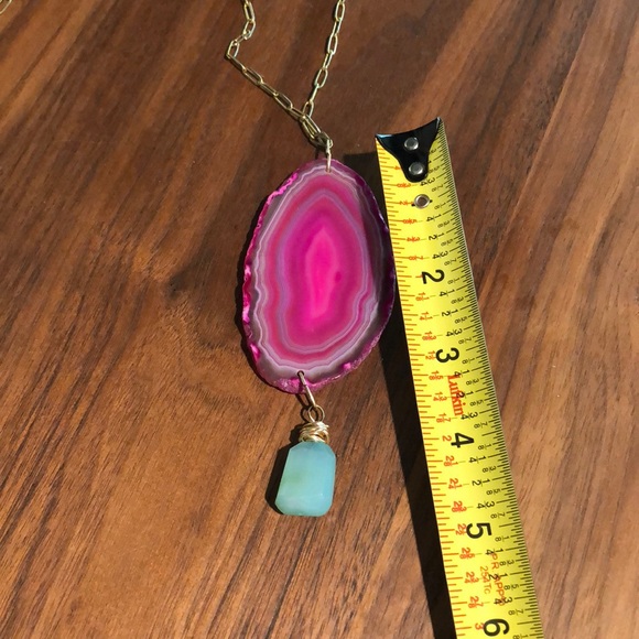 Handmade Pink Agate with Chalcedony Drop - Picture 3 of 3